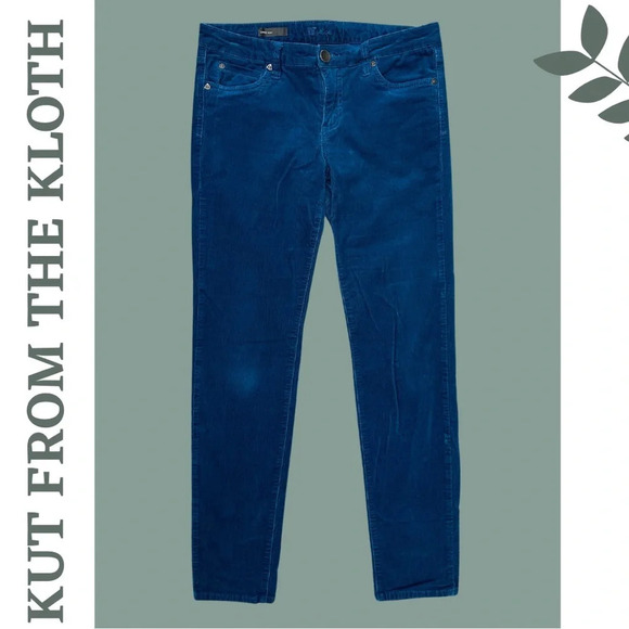 Kut from the Kloth Diana Skinny Corduroy
Pants Teal Green Size  10 - Picture 1 of 8